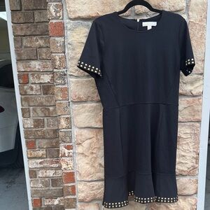 Michael Kors Black Dress with Gold Stud Accents size L